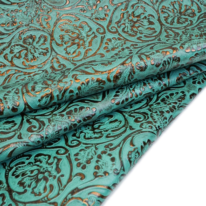 6 x 12 Springfield Leather Company Antique Floral Turquoise Pre-Cut