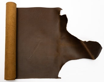 Oil Tan Leather Sheet | Assorted Oil Tan | 4-6sqft Leather Piece