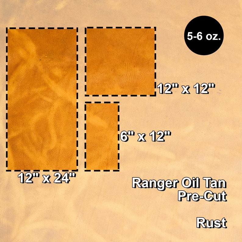 Pre-Cut Square Sheet Ranger Rust SLC Oil Tan Cowhide Leather Piece
