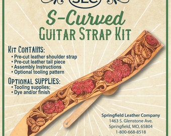 Leather Guitar Strap Kit – S-Curved, Acoustic & Electric, Optional Tooling
