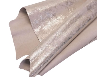 Metallic Splatter Kidskin Suede Leather – Beige & White Gold Hide for Crafts | Springfield Leather Company