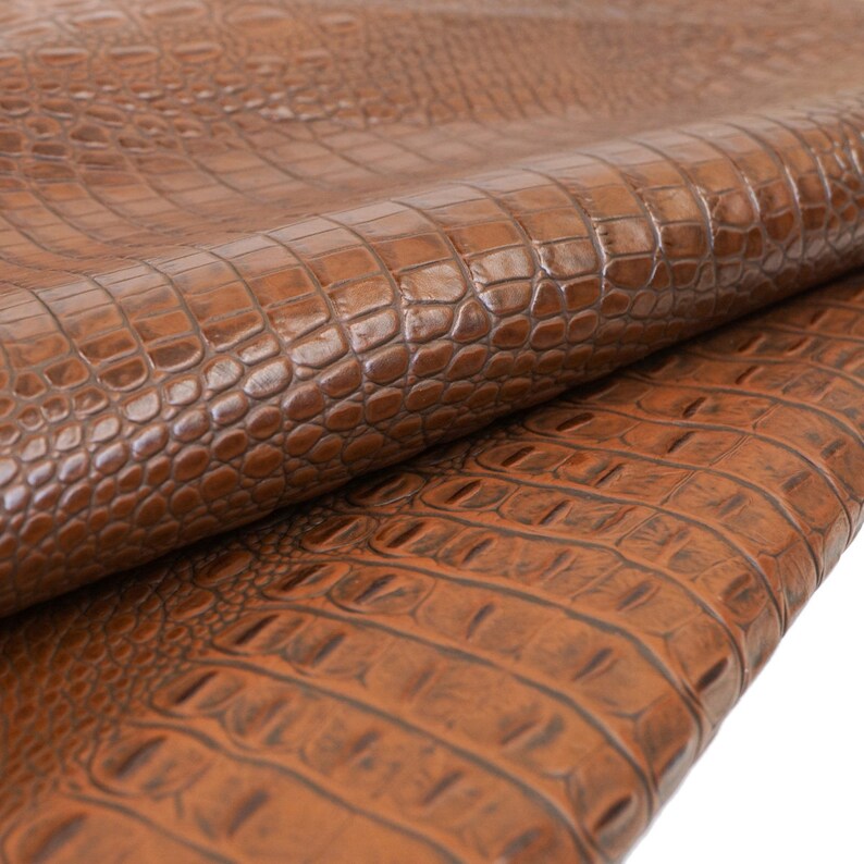 SLC Burnt Sienna Embossed Cowhide Leather Rough Cut by SqFt Etsy