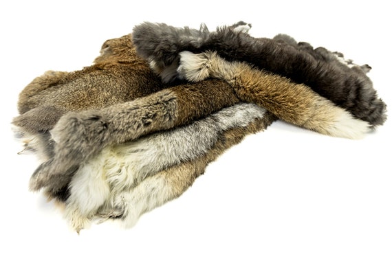 1 Pcs Natural Color Rabbit Fur Pelts - Craft Grade Assorted