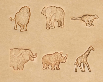 3D-Stempel mit afrikanischen Tieren | Safaritiere | Lederstempel
