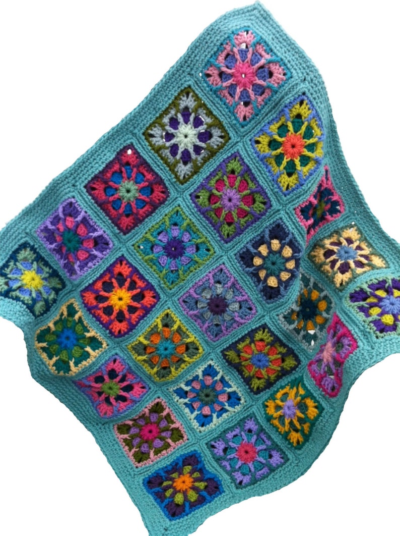Crochet afghan kaleidoscope handmade crochet granny square Etsy