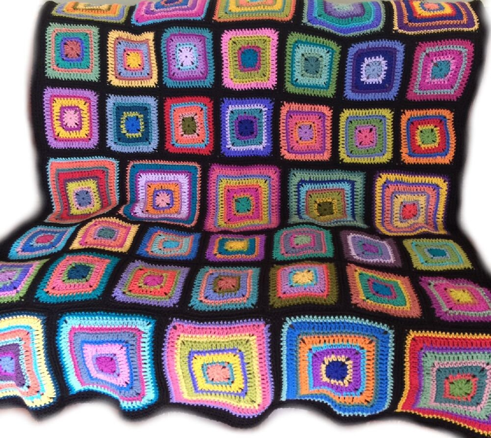 Crochet afghan kaleidoscope blanket rainbow blanket art deco Etsy