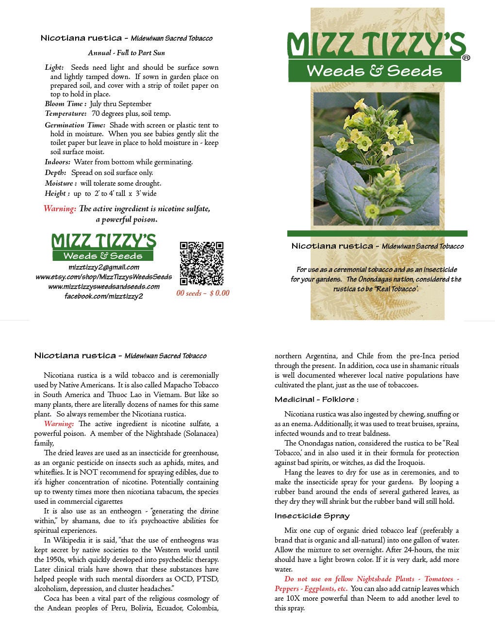 midewiwan sacred tobacco Nicotiana Rustica - Midewiwan Sacred Tobacco - Seeds