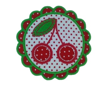 Iron on Patch Applique Polka Dot Cherry