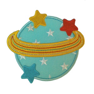 Planet Iron on Patch/ Applique  Planet - Embroidered stars