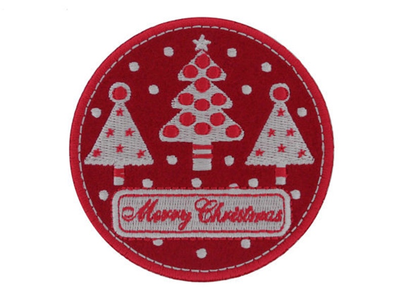 Iron on Applique 3 Red Felt Merry Christmas Patches