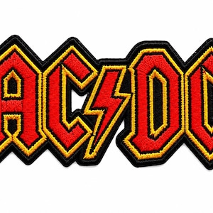AC-DC Classic Rock Lightning Bolt Embroidered Patch Iron-On Sew-On Music Band Style Badge for Jacket Vest Backpack