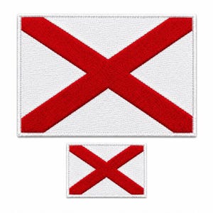 Alabama Flag Embroidered Patch: State Pride Iron-On Applique (Large/Small)