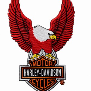 Large Eagle Motorcycle Back Patch, Biker Vest Embroidered Badge, Red Wings Iron On Sew On Applique, Motorbike Jacket Emblem