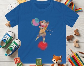 T-shirt enfant « Poisson de cirque », T-shirt enfant à motif animal fantaisiste, illustration dessinée à la main