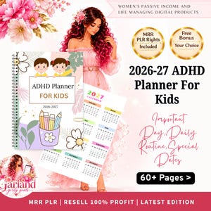 2026-2027 ADHD Planner for Kids | Daily Routine & School Planner | MRR PLR Kids Planner Bundle