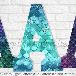 Mermaid Wooden Letters - Perfect room decoration for baby, nursery, girls/kids bedroom, playroom, photo shoot prop