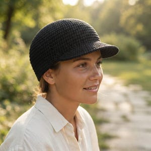 Structured Crochet Cap Pattern, Easy Brimmed Hat, Adult Cotton Visor (PDF Download)