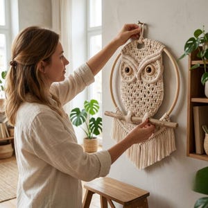 Macrame Owl Wall Hanging Pattern | Boho Woodland Fiber Art DIY (Digital PDF Pattern)
