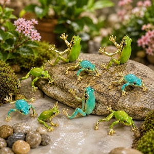 Enamel Frog Adjustable Ring, Green Animal Jewelry, Zinc Alloy Statement Ring
