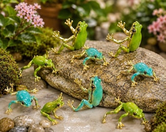 Enamel Frog Adjustable Ring, Green Animal Jewelry, Zinc Alloy Statement Ring
