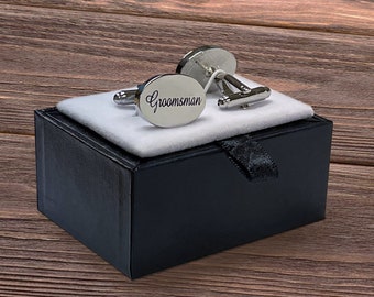 Groomsmen Cufflinks, Cheap Groomsmen Gifts, Gift Boxed, Engraved Cuff Links for Groomsman, Best Man, Ushers and Dads to Wear on Wedding Day