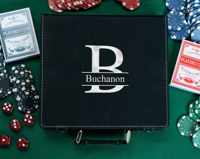 Engraved Poker Set, Personalized Poker Gift Set, Poker Gift Set for Men, Engraved Poker Chips, Groomsmen Gifts, Gift for Him. Gifts for Men