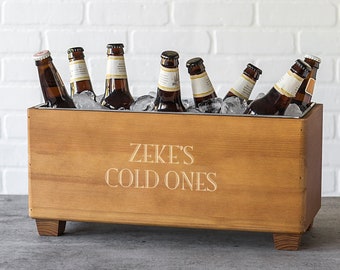 5th Anniversary Wood Gift for Men, Valentine's Day Gift, Personalized Wooden Beer and Wine Trough, Boyfriend Husband Valentine's Day Gift