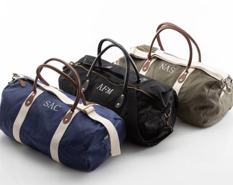 Canvas & Leather Groomsmen Duffle Bags, Personalized Groomsmen Gift, Custom Travel Bag for Groom, Husband, Men, Guys, Best Man Gift