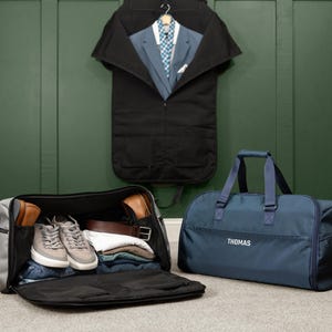 SUIT SAVER, Groomsmen Gift Convertible Duffle Bag, Personalized Hanging Duffel Bag, Groomsmen Proposal, Groomsmen Wedding Travel Bag
