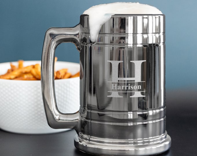 Personalized Gunmetal Beer Mug, Custom Beer Mugs for Best Man, Groomsmen Gifts