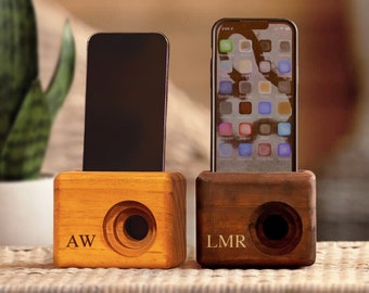 BEAT BLOCK Wooden Cell Phone Speaker, Engraved, Unique Gift for Men, Groomsmen Gift Idea, Cordless Wood Speaker for iPhone and Android