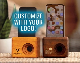 Custom Logo Gift, Wood Speaker Engraved, Corporate Gifts, Year-End Gift, Unique Employee Christmas Gift, Client Gift, Cool Business Swag