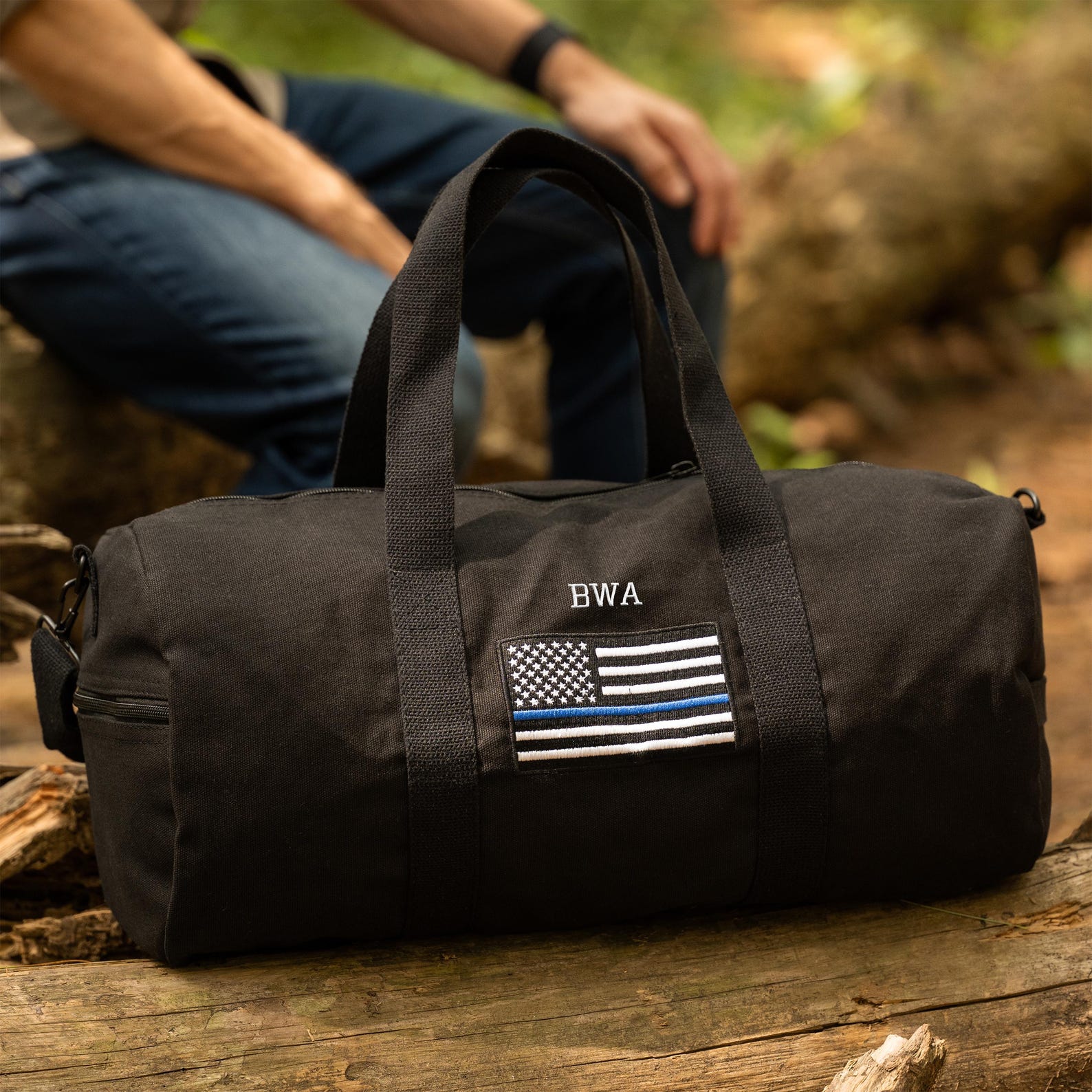 Police Officer Gift, Custom Thin Blue Line Duffle Bag With Custom Name ...