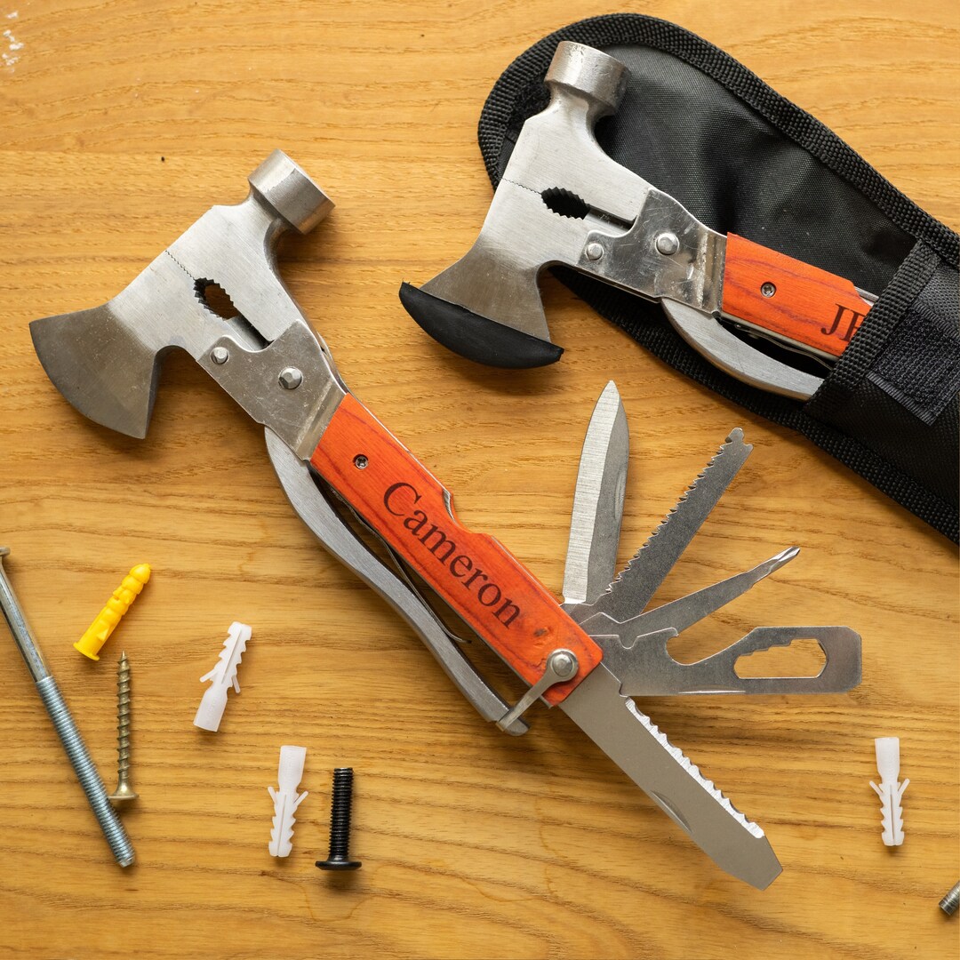 Axe Hammer Multitool, Groomsmen Gift, 15 Tools in 1, Unique Father's