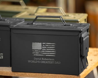 Personalized Ammo Can, Gift for Dad, Custom Engraved Ammunition Box