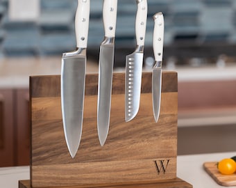 A Gift of Wood Wooden Steak Knife Block in Cherry and Walnut | Wisconsin Made