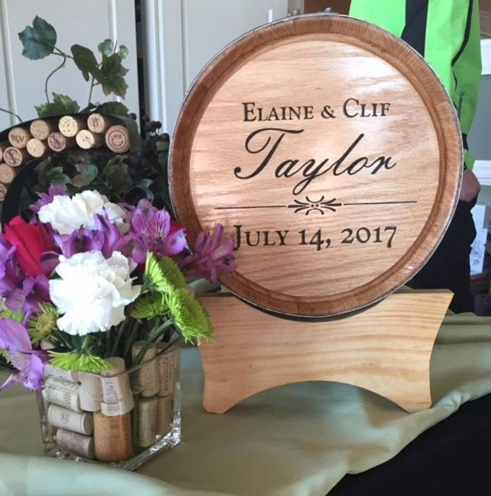 Wine Barrel Wedding Card Holder Engraved With Names and Etsy