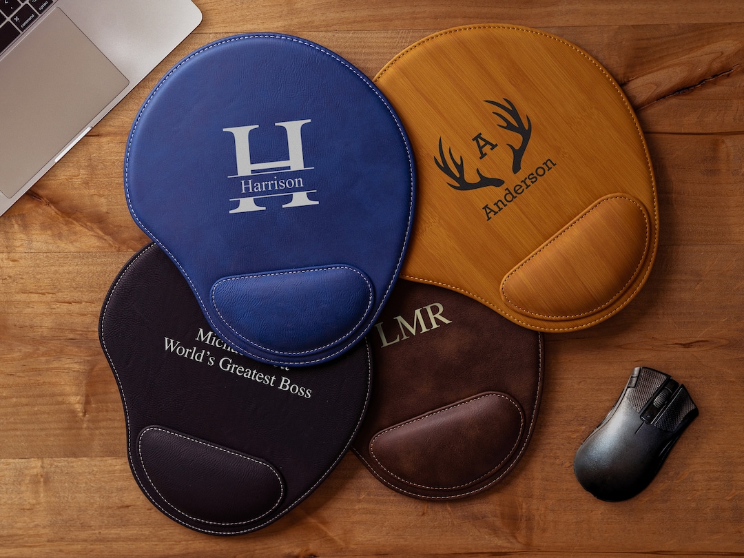 Personalized Mouse Pad, Custom Leather Mouse Pads With Wrist Rest