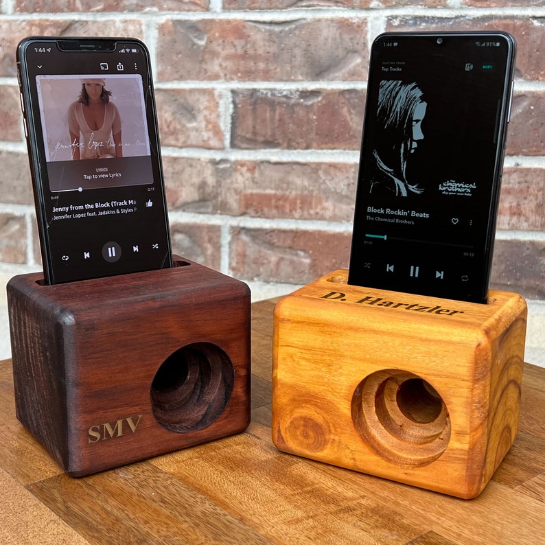 BEAT BLOCK Wooden Cell Phone Speaker, Engraved Speaker, Unique Christmas Gift for Men, Groomsmen Gift, Wireless Speaker iPhone and Android image 9