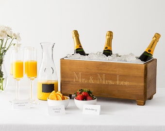 Bridal Shower Gift, Bridesmaid Gift, Wedding Shower Gift, Personalized Wooden Wine Trough, Unique Wedding Gift for Couple, Reception Décor