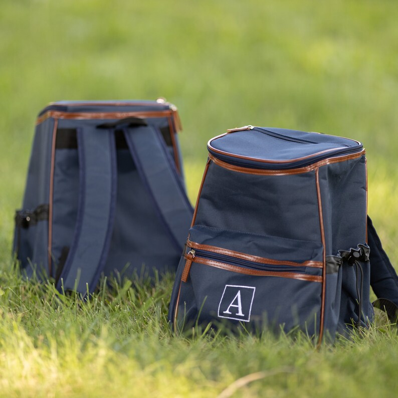 Backpack Cooler, Personalized Groomsmen Gift, Custom Blue Cooler, Gift for Men, Embroidered Cooler, Picnic Cooler, Camping, Hiking