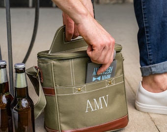 Custom Beer Cooler, Personalized Gifts for Groomsmen, Monogram Embroidery
