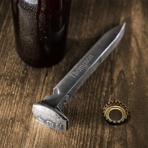 Engraved Railroad Spike Bottle Opener, Railfan Gift, Unique Men&#39;s Gift, Railroad Gifts, Train Gift, Groomsmen Gifts, Guy Gift, Father&#39;s Day