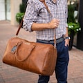 MAVERICK Men's Brown Leather Duffle Bag, Birthday Gift for Him, Men's Gifts, Guy Gift, Christmas Gift for Him, Personalized Weekender Bag
