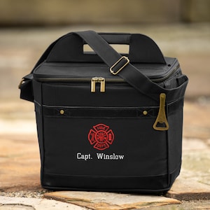 Firefighter Gift, Maltese Cross Cooler, Personalized Bulk Fireman Gift for Him or Her, Firefighter Badge Custom Cooler, Fire Retirement Gift