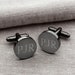 Gunmetal Round Groomsmen Cufflinks, Personalized Groomsmen Gift, Engraved Custom Cuff Link Set for Groom, Husband, Men, Gift Boxed 