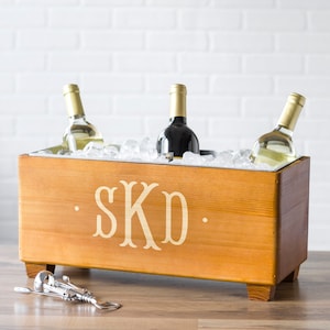 Gift for Mom, Personalized Wooden Wine Trough, Engraved Beverage Chiller