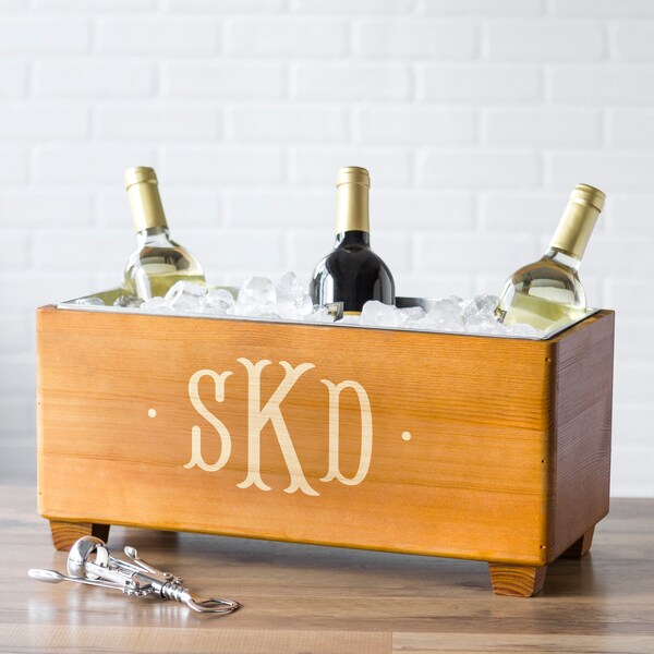 Gift for Mom, Personalized Wooden Wine Trough, Engraved Beverage Chiller