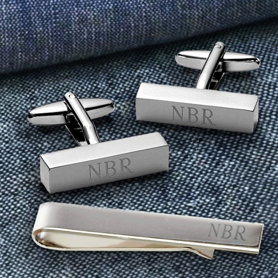 Rectangular Cufflinks & Tie Clip Set Groomsmen Gift - Etsy Canada