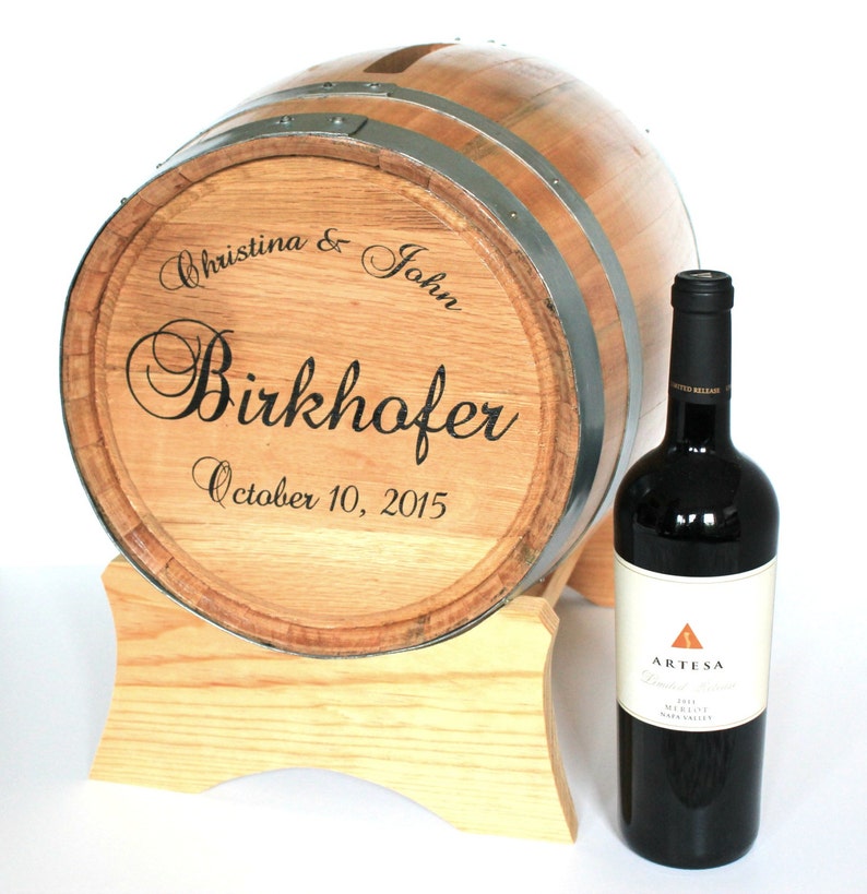 Wine Barrel Wedding Card Holder Engraved With Names and Etsy